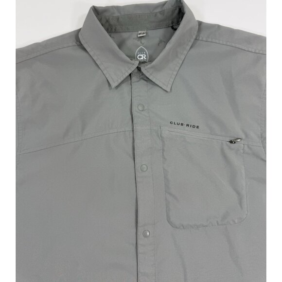 Club Ride Mens Shirt Snap Long Sleeve Size XL Performance Vented Pocket Biking - Picture 2 of 15